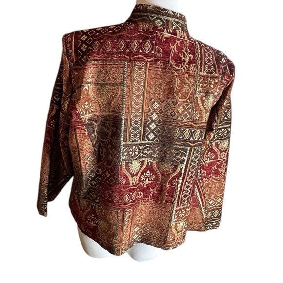 Molly & Maxx 2X Jacket Tapestry Zip Front Multicolor Fall Blazer Embroidered - Picture 9 of 10